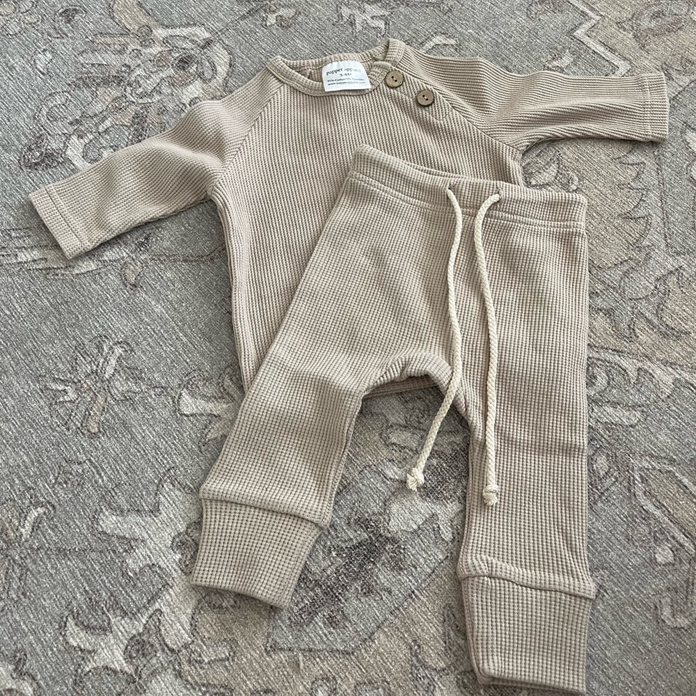 3-6m baby waffle knit set